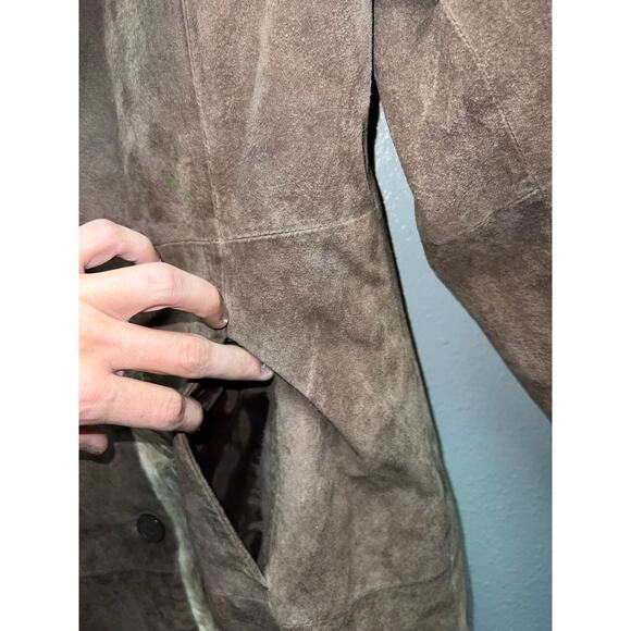 Womens Wilsons Leather Maxima Coat Brown Suede Penny Lane Faux Trim Medium - Picture 5 of 11